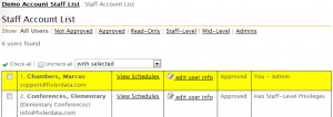 Image of MyConferenceTime Staff Account List